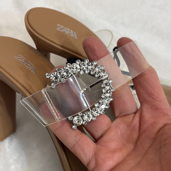 Zara Tan Heels with Clear Straps - Picture 3 of 6